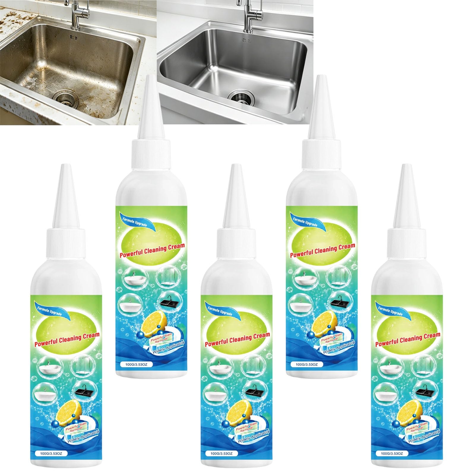 Limpiador de cocina y desengrasante para cocina, horno, campana extractora y freidora de aire caliente, crema limpiadora altamente eficaz para eliminar manchas de aceite en diferentes superficies, 100