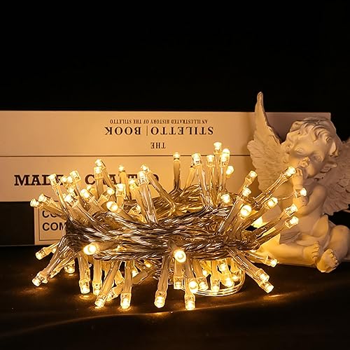 Miniatura 8 de Luces LED de Navidad rosadas, mini tira de luces rosadas enchufables, 8 modos de luces rosas de Navidad al aire libre para árbol, decoración de