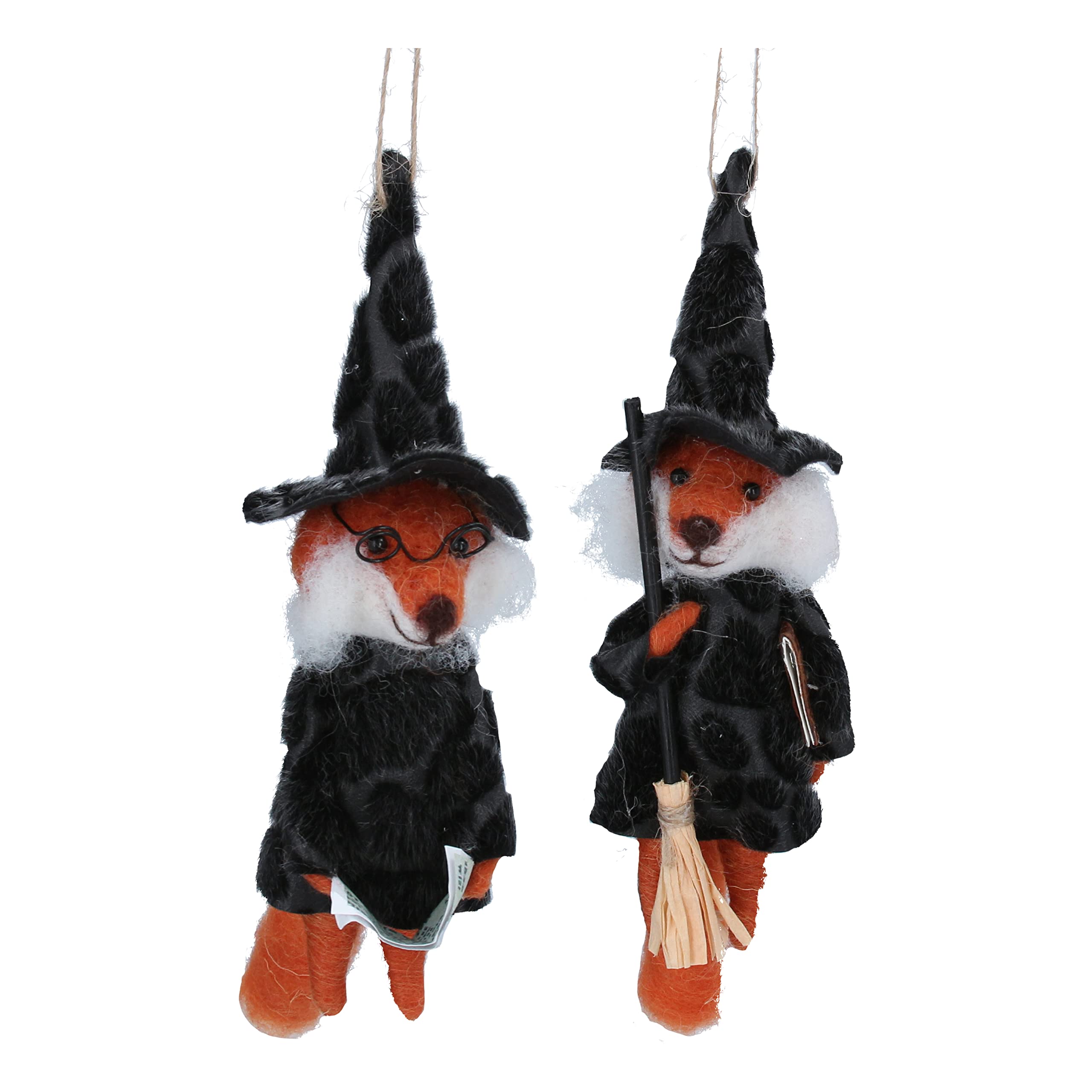 Gisela Graham Orange Set Of 2 Felt Witch Fox Halloween Decorations