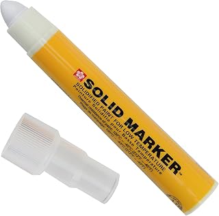 SAKURA Mini Barrel Solid Paint Markers with Push Up Tip - Low Temperature Permanent Marker Pens - Window, Wood, & Glass Marker - 10 mm Tip - White Paint - 12 Pack