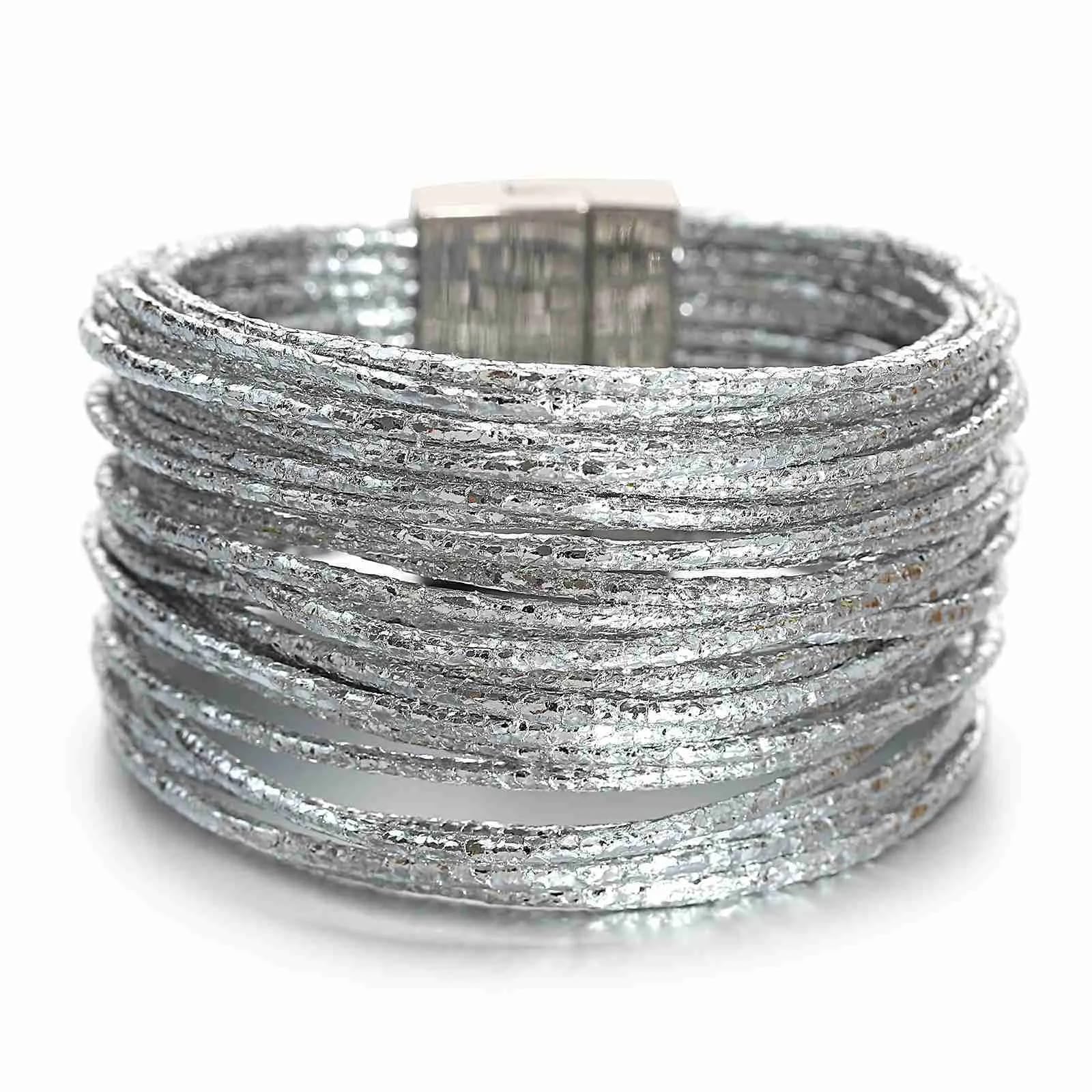 Fesciory Leather Wrap Bracelet for Women, Boho Western Layered Cuff Jewelry | Stackable Bracelets, Easy-On Clasp, Daily Wear, Pairs with Boho Western Outfits, Gift for Women