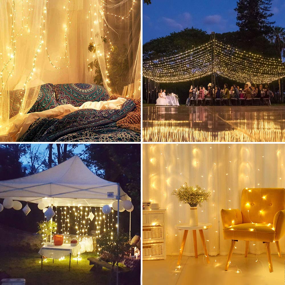 Lepro LE Tenda Luminosa 6 x 3 594 LED Bianco Caldo, Luci di Catena Stringa Impermeabile, 8 Modalità di Illuminazione, Luci Cascata per Natale, Decorazioni Interni ed Esterni, Matrimonio, Compleanno