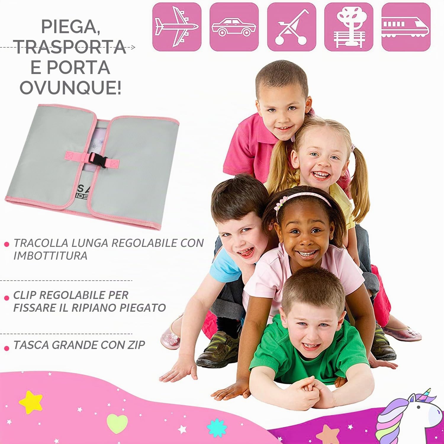 Vassoio da Viaggio per auto e aereo - Tavolino attività portatile con Supporto per Tablet e Copertura Protettiva - Organizer Auto Impermeabile e Pieghevole