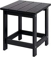 LZRS Adirondack Square Outdoor Side Table - HDPE All-Weather Patio End Table for Pool, Backyard, Easy Clean & Assembly (Black)