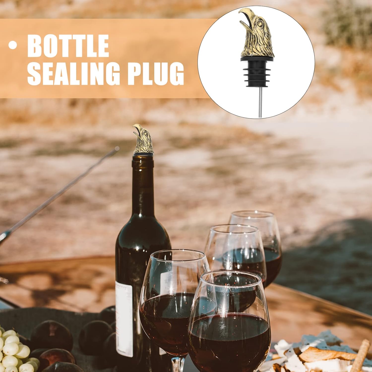 Kichvoe Eagle Head Wine Pourer Reusable Alloy Liquor Pour Spout for Wine Bottle Oil Sauce Party Bar Accessory 3.93X1.18X1.18In