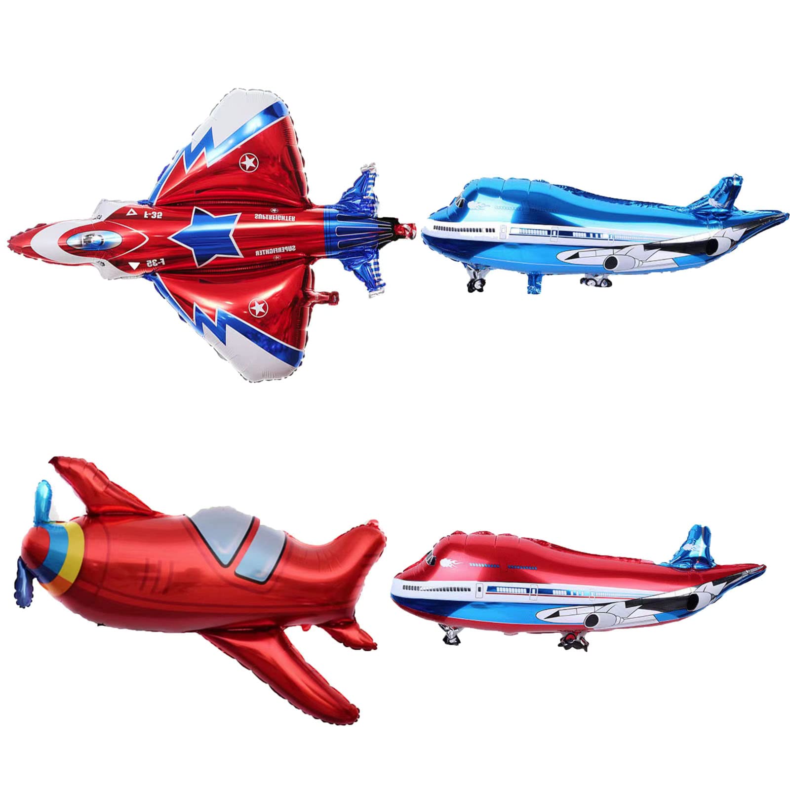 Fighter Jet & Airplane Shaped Foil Mylar Balloons - Travel & Kids' Boys Birthday Party Supplies Decorations
