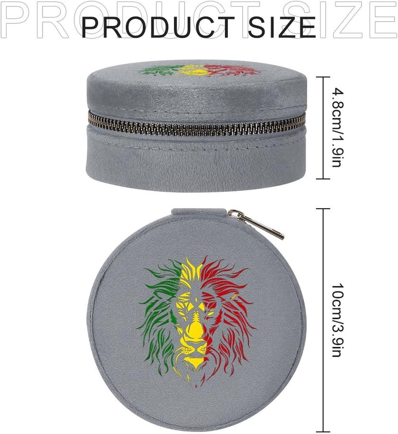 African Lion Rasta Jamaica Travel Jewelry Case Box Dark Gray-style image 2