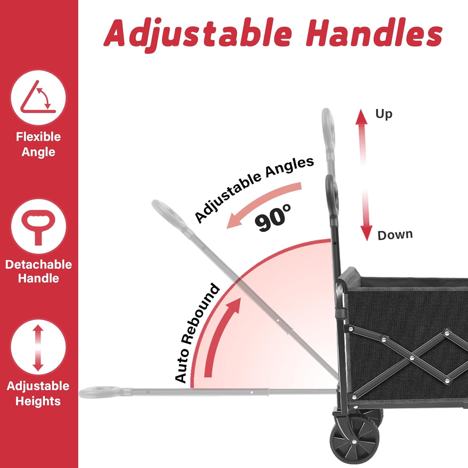 Wagons Carts Foldable - Collapsible Wagon Cart - Foldable Wagon Cart with Wheels - Folding Wagon Cart - Lightweight Portable Folding Utility for Beach Camping Sports Garden, 330 LBS Capacity/Black