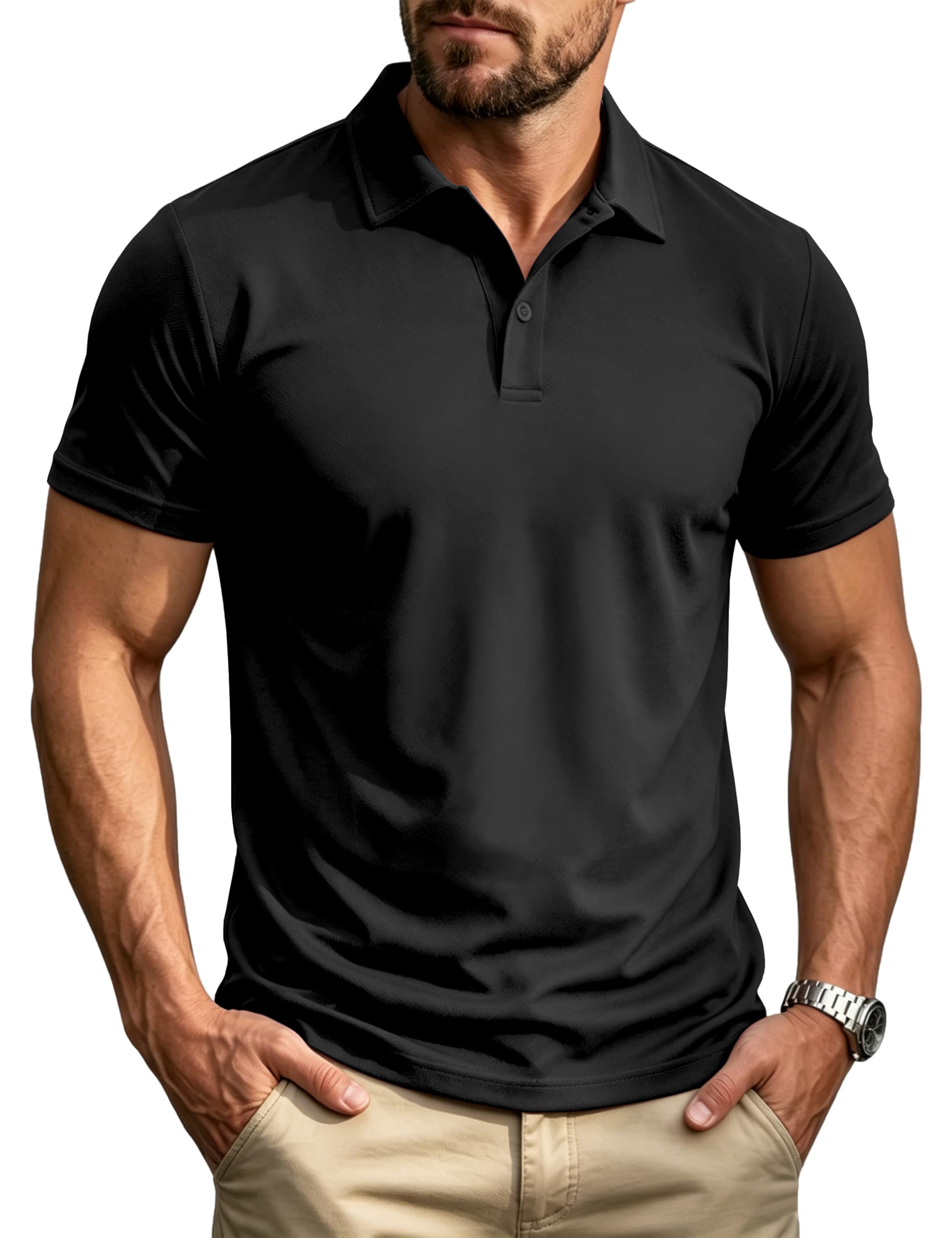 MAGCOMSEN Polo da uomo, a maniche corte, da golf, ad asciugatura rapida, traspirante, per sport all'aria aperta