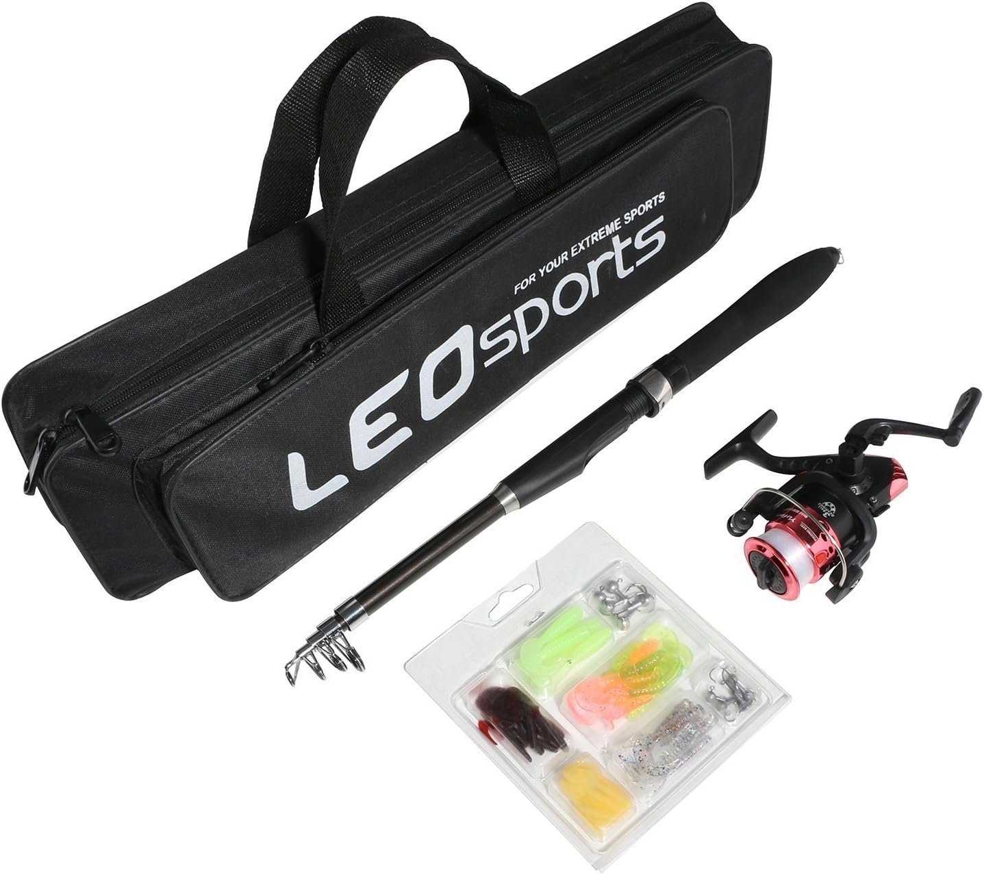 Fishing Tackle Set with 1.6m Telescopic Fishing Rod Spinning Fishing