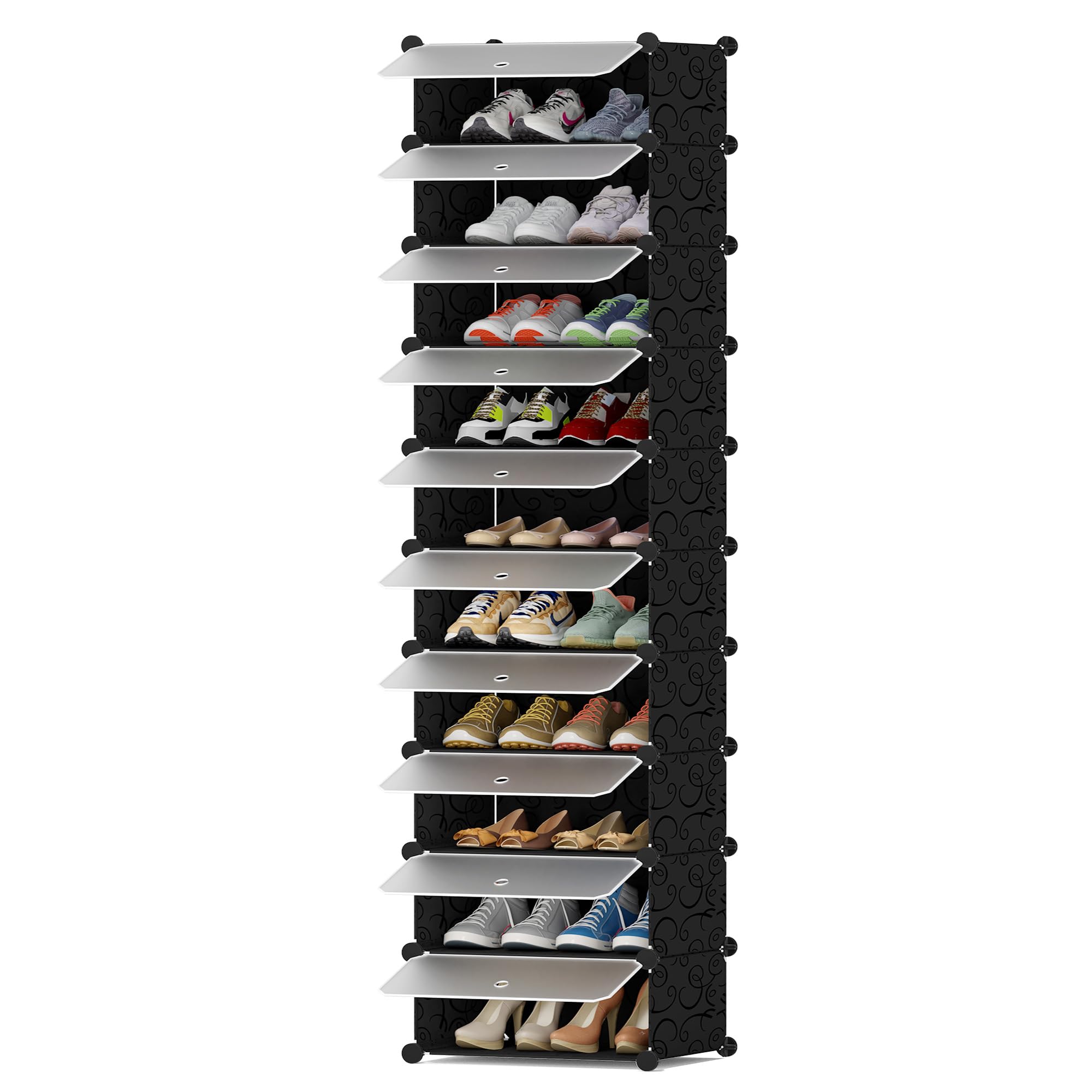 HOMIDEC Zapatero, 10 Niveles Zapatero Entrada Recibidor, Capacidad para 20 Pares de Zapatos, Zapatero Estrecho Zapateros Estrechos para Entradas, Dormitorios y Pasillos, Negro
