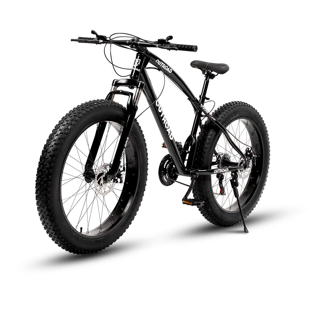 Max4out Fat Tire Mountain Bike, 21 Speed with High Carbon Steel Frame, Double Disc Brake and Front Suspension Anti-Slip Bikes with 26 inch Wheels