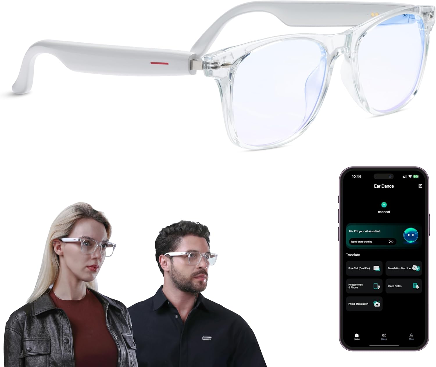 LIMU Gen 5 Smart Glasses, AI Glasses with Real-Time AI Interpreter - Open-Ear Bluetooth Glasses with Speakers, Volume & Touch Control, Wear-Sensor Auto On/Off, Premium TR90 Frame for Women & Men