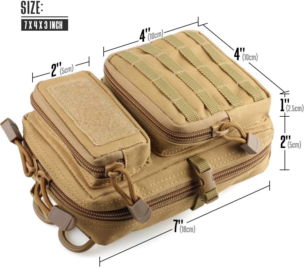 LIVANS Tactical Molle Utility Pouch, EDC Tool Pouch Tactical Phone Pouches Mini Waist Pouches Medical EDC IFAK Pack Mini Design of 3-Day Backpack - Image 2