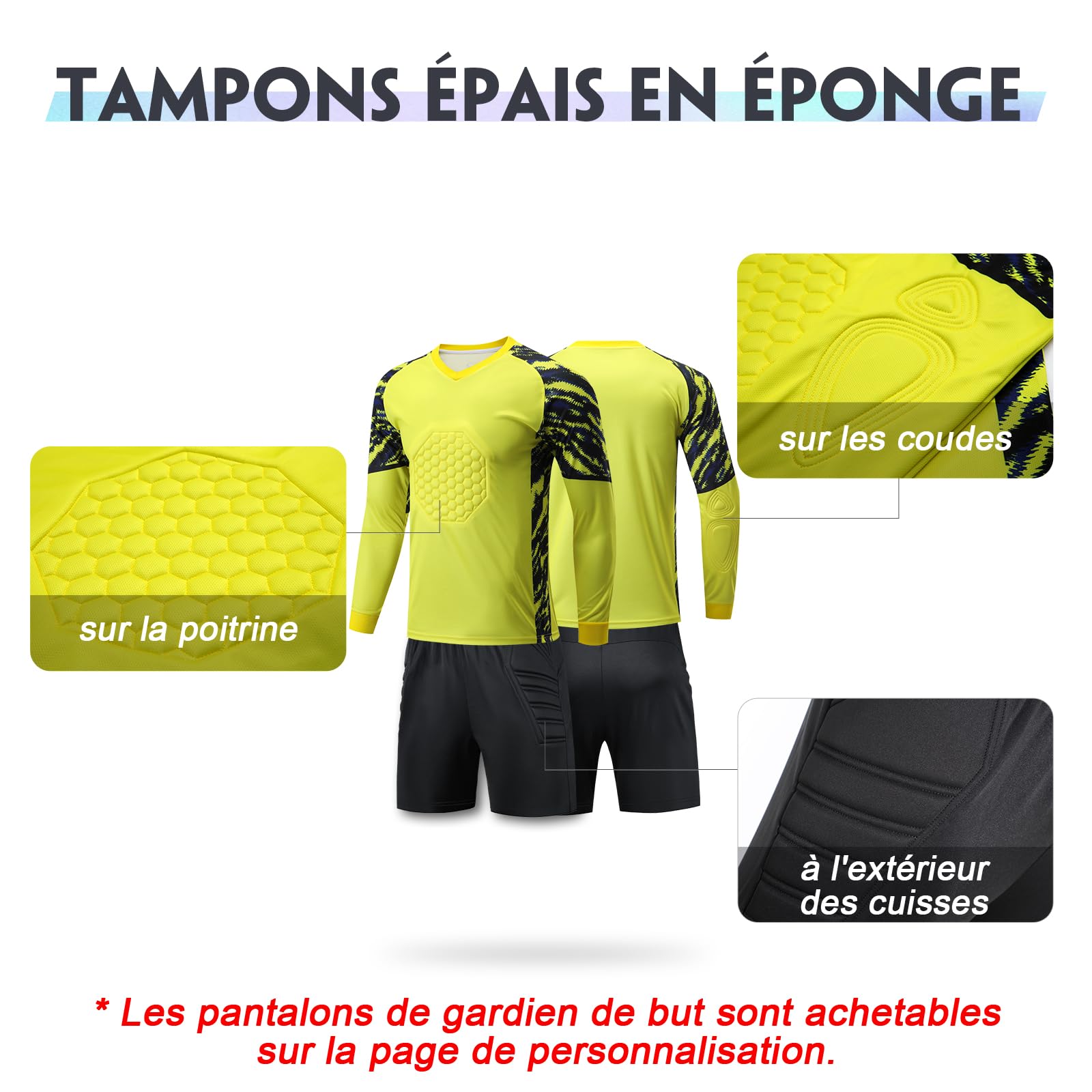 LAIFU Maillots de Gardien De Football Personnalisés-Maillot Gardien de But Adulte Jeunes Enfant