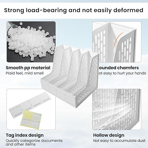 Miniatura 10 de Soporte para archivos, organizador de escritorio para organización y almacenamiento de oficina, organizador de plástico resistente, 3 compartimentos