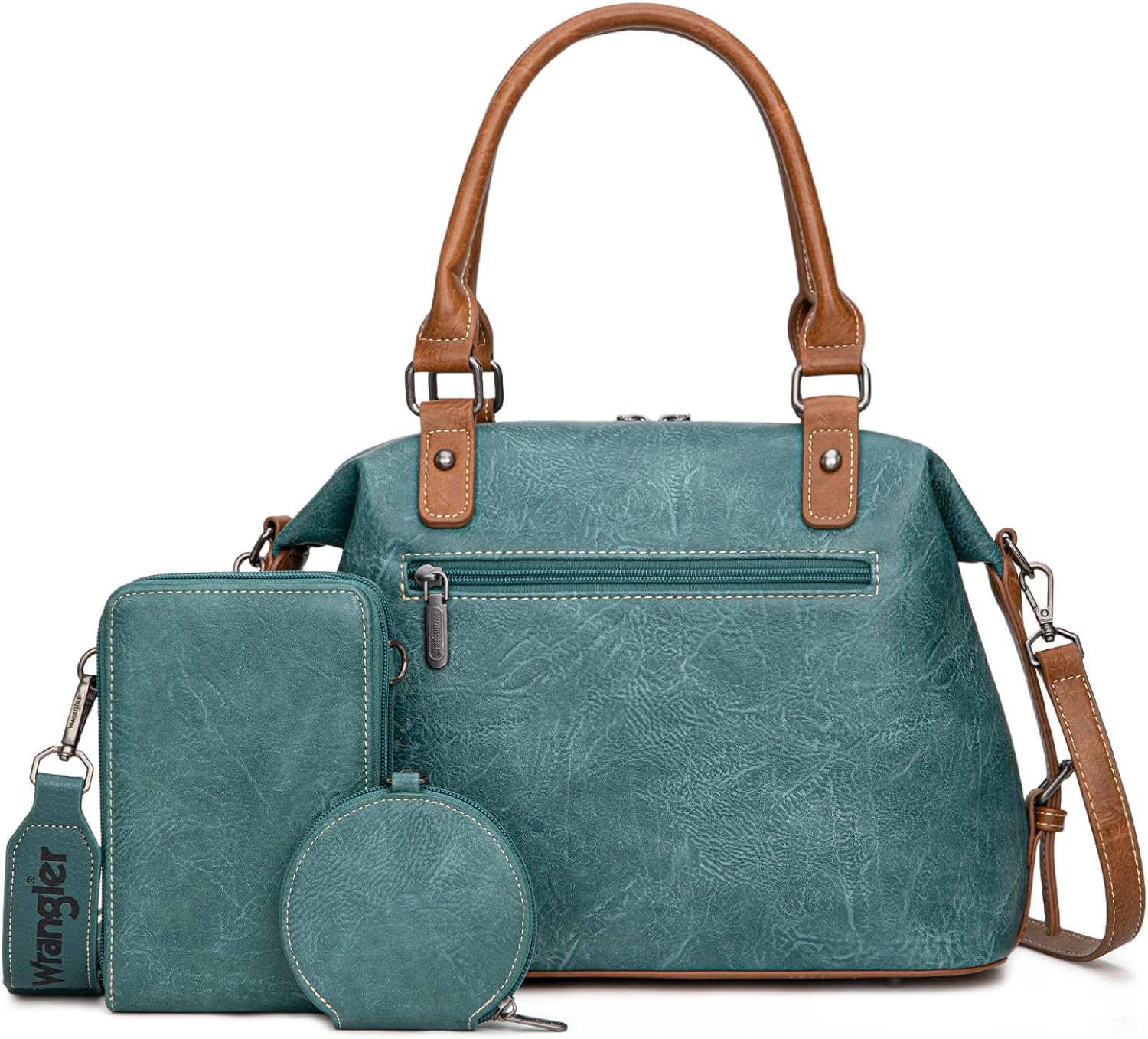 Wrangler 3Pcs Doctor Bag Sets for Women Top-handle Satchel Bag with Cell Phone Handbag and Coin Purse