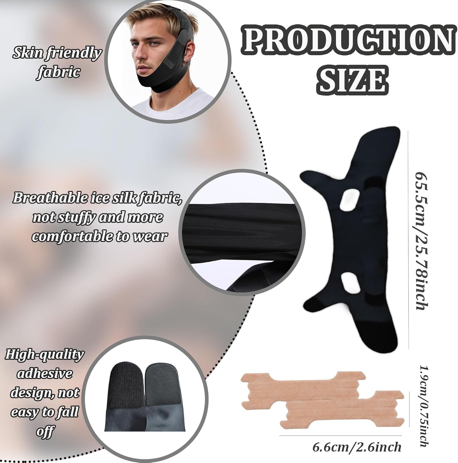 Anti Snoring Chin Strap for Men&Women– Anti Snoring Devices and Snore Stopper, Chin Strap for Sleeping Cpap,Jaw Strap for Sleeping Adjustable, Breathable Snoring Solution for CPAP Users(Black) - Image 6