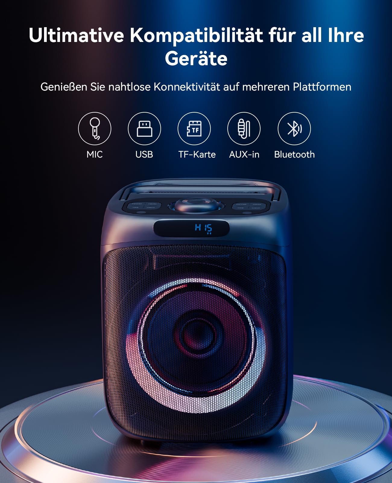 GKS60 Karaoke-Maschine Erwachsene, Bluetooth-Partylautsprecher, 2 Mikrofone