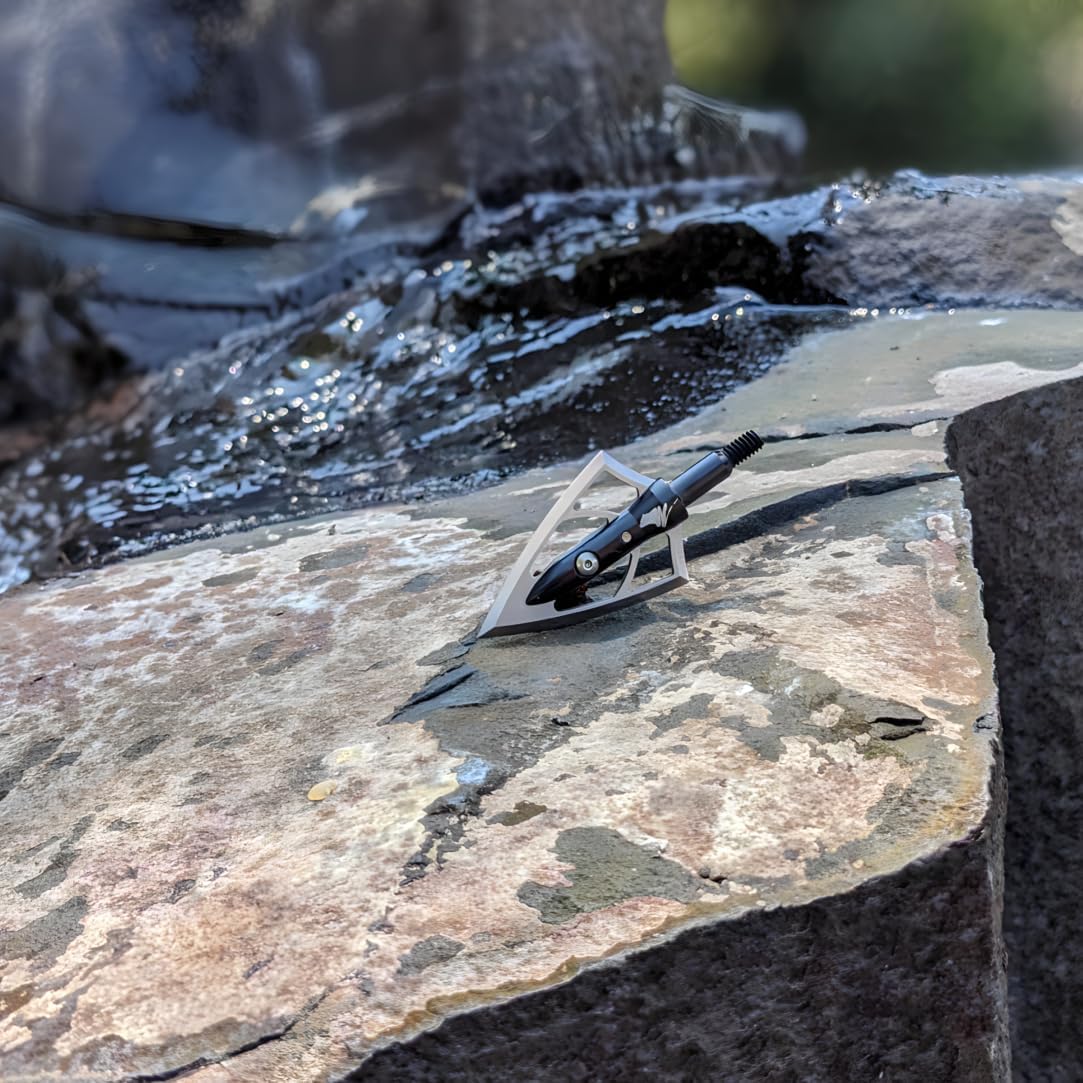 Silver Flame Bowhunting Broadheads, 100/125 Grains, Razor Sharp, Bone Breaking, Premium Stainless Steel Blades, 1 1/8" Wide Cut, for All Bows & Crossbows, 3-Pack