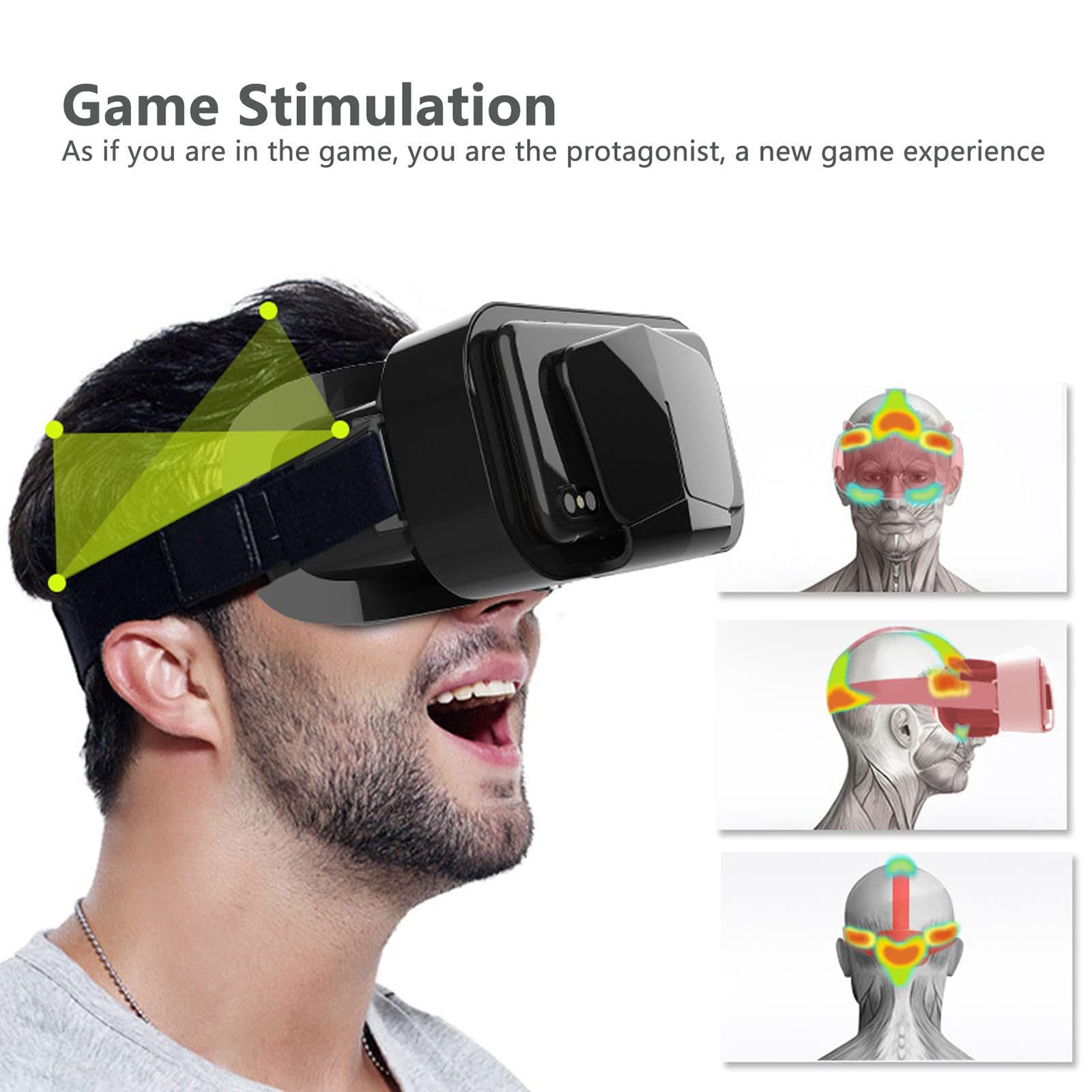 Gafas Realidad Virtual VR 3D, Visor Realidad Virtual 3D con Controlador, Compatible con Pantallas 4,7-7,2 Pulgadas, Distancia Interpupilar Ajustable para PelíCulas Y Juegos En 3D,Black+B03 Handle