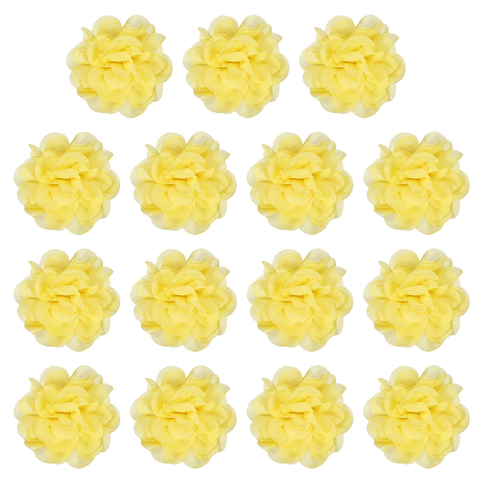 YELARXI Chiffon Flowers, Sewing Fabric Appliques, Chiffon Flowers Appliques - Fitting for (Women/DIY Crafts/Headbands/Hair Accessories/Wedding/Party/Corsage) 4 Inch & 15 Pack & Yellow