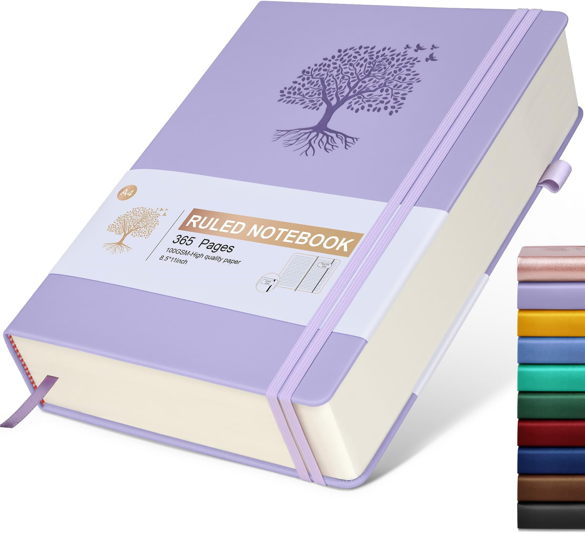 Lined Journal Notebook, 365 Pages A4 Large Journals for Writing Ruled Notebook, Hardcover Leather Journal for Women Men, Daily Journal Notebook for Work, Note Taking, 100Gsm Paper ( 8.5" x 11" Purple)
