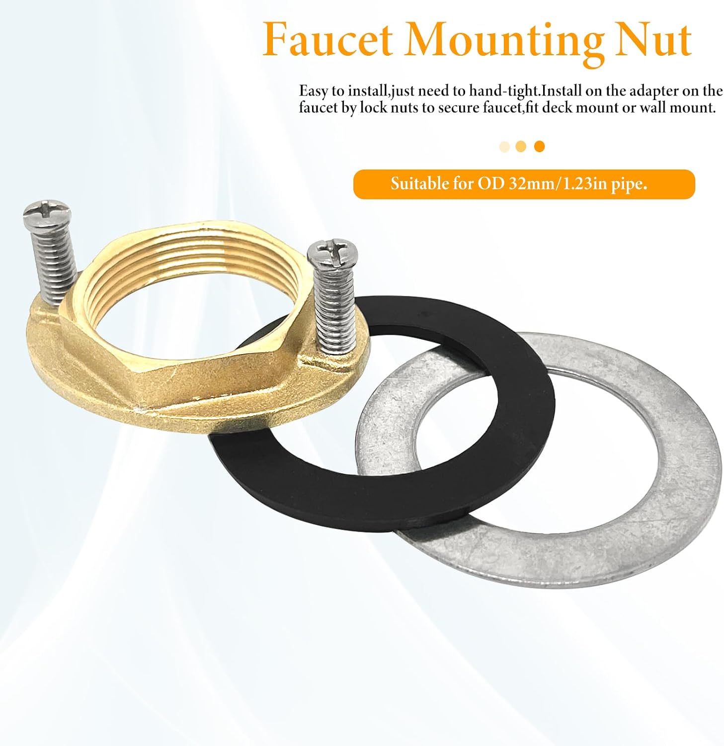 2set Brass Hot and Cold Faucet Fixing Lock Nut Tool Set,Faucet Mounting Nut(Inner Dia 32mm/1.23in - Brass Nuts)