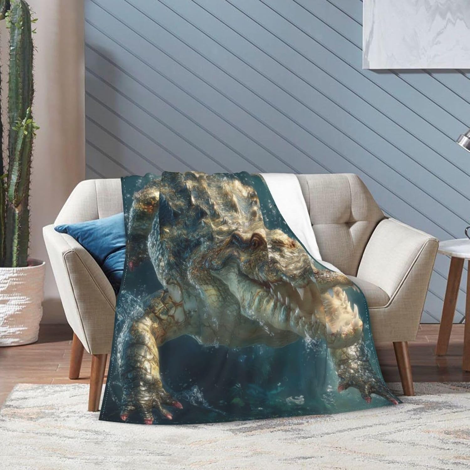 Crocodile Throw Blanket Alligator Blankets Aviation Traver Fleece Plush Super Soft Cozy Warm Lightweight Animal Decor Gifts for Boys Girls Kids Adults Men Women 40" x 50" - Image 2