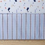 The Peanutshell 3 Piece Nautical Patch Baby Crib Bedding Set Boy, Baby Blanket Quilt, Fitted Crib Sheets for Boys, Navy & Blue Striped Crib Skirt Ocean Nursery Decor Boy