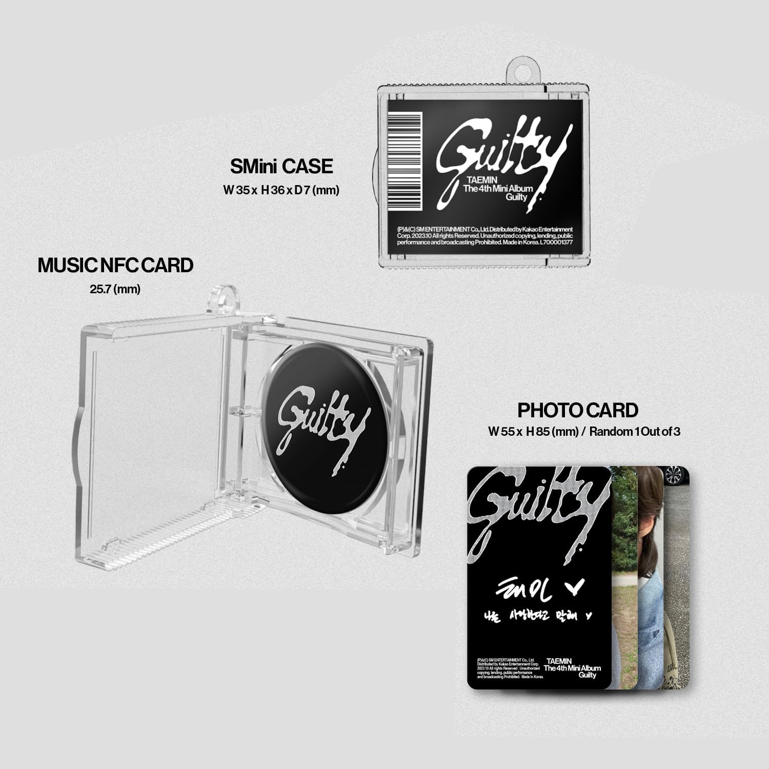 TAEMIN - 4th Mini Album [Guilty] (SMini Ver.) Package + SMini Case & Ballchain + Music NFC Card + Photo Card + 2 Extra Photocards