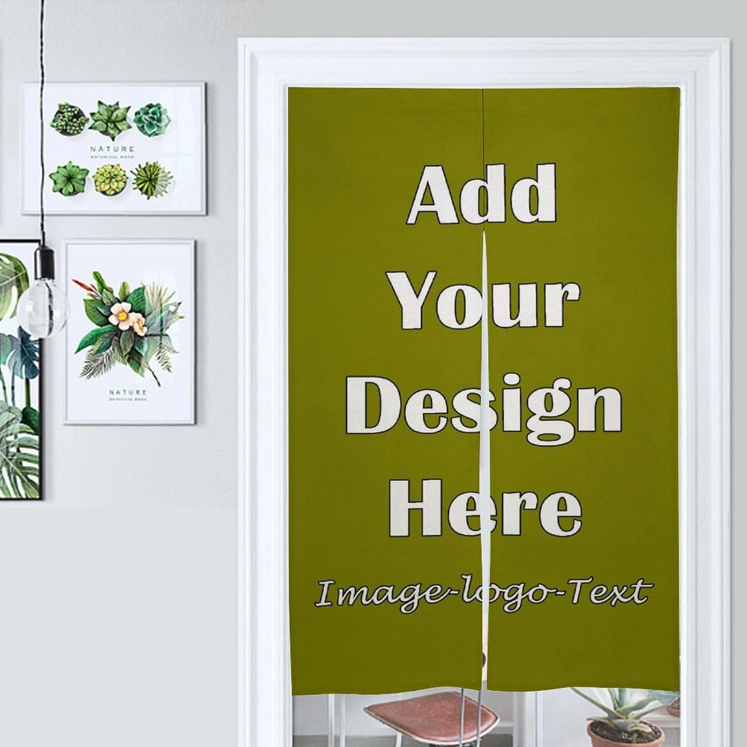 Personalized Doorway Curtain Images Text Logo,Customized Door Curtains,Suit for Your Bedrooms and Living Rooms, White 1PC, Width 39.3"