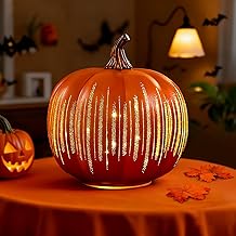 Halloween Decorations, Pumpkin Night Light, Starry Night Pumpkin Lights, LED Resin Light Up Pumpkin Decorations for Bedroom Hallway, Halloween Boo Basket Gifts