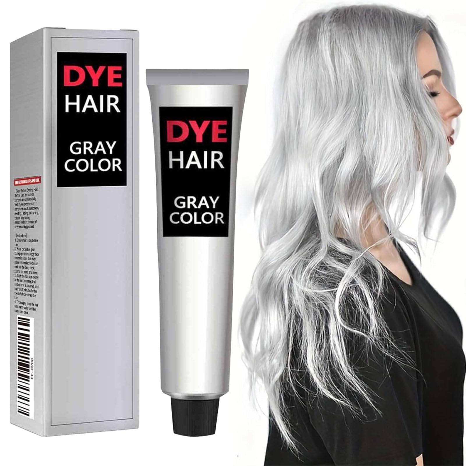 Crème De Couleur Permanente De Mode,Teinture De Cheveux Argentée Unisexe,Nouvelle Crème De Teinture De Cheveux Naturelle Gris Argenté,Silver Gray Hair Dye Cream,1pc