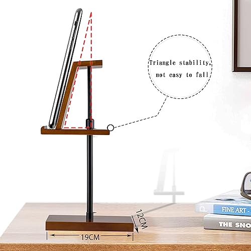 Miniatura 2 de Shevvi Soporte de madera para tablet, soporte para teléfono celular con rotación de 360 grados de altura ajustable, base de carga de madera de nogal
