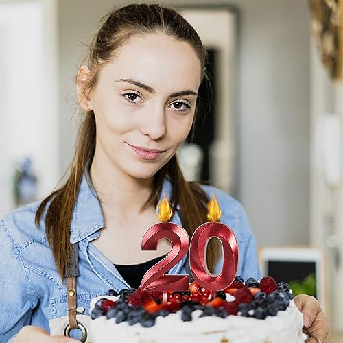 Miniatura 5 de Velas rojas de cumpleaños 35 y 53 para pasteles, número 35 53 con purpurina para decoración de tartas de fiesta, aniversario, boda, celebración