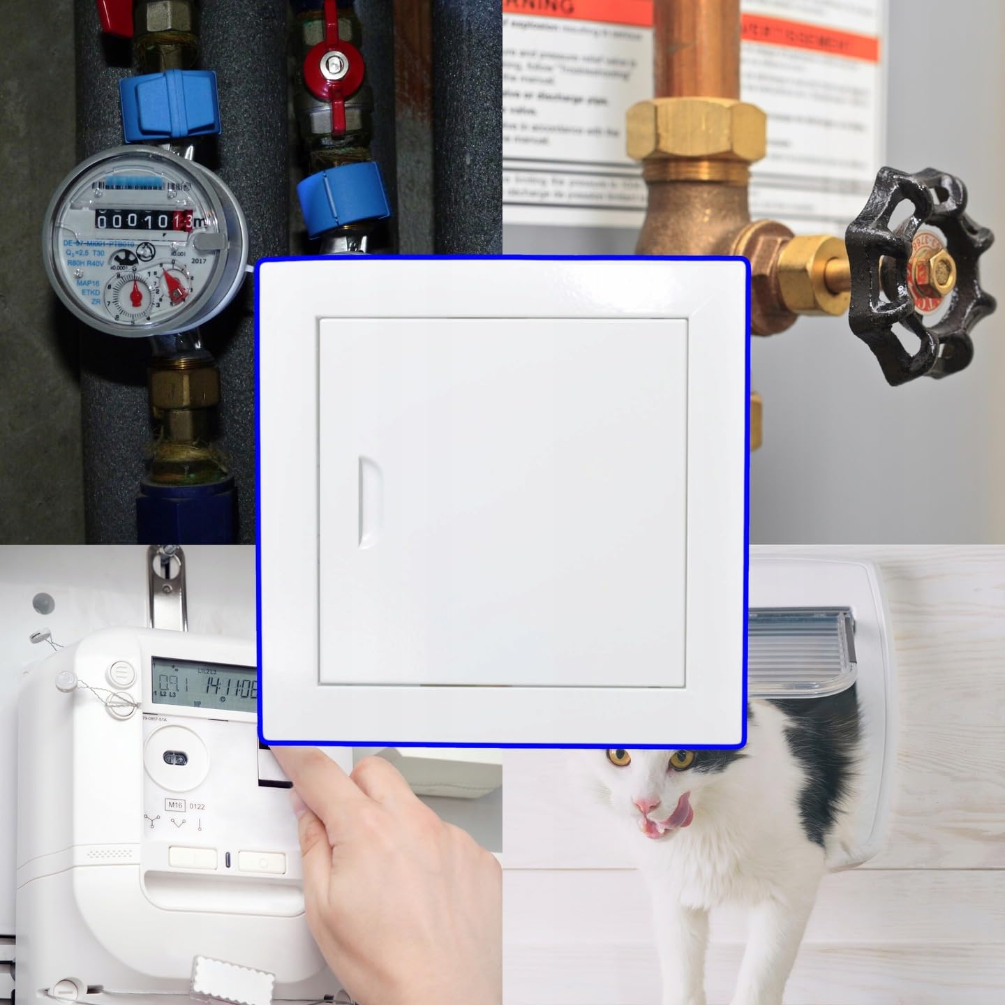 SYSTERM Puerta de inspección de acero para inspección y cobertura, cierre magnético, color blanco, tamaño a elegir (1, blanco, 30 x 50)