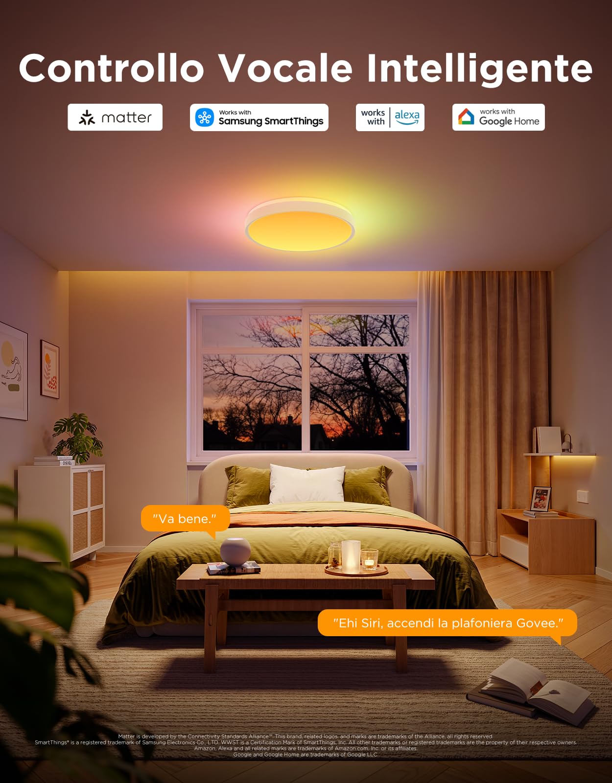 Govee Plafoniera LED Soffitto RGBIC, Smart Lampadario LED Ø38cm, 48,5W Lampada da Soffitto Dimmerabile 4300lm Lavorare con Matter Alexa Google Home, Luce per Camera da Letto Soggiorno Cucina Corridoio