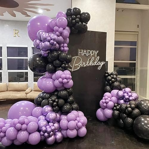 Miniatura 7 de Kit de arco de guirnalda de globos negros, 100 globos de látex negros de 1812105 pulgadas, para decorar en Halloween, Navidad, Acción de Gracias,