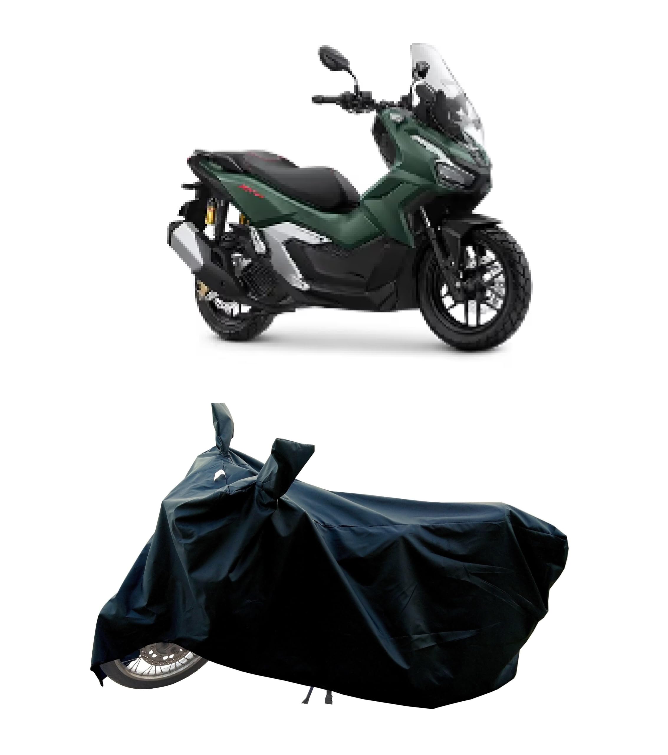 All Season Protection Bike Cover for ADV 160 Maxi BS6 Scooty Scooter Bike Cover with Water-Resistant and Dust Proof Premium 190T Fabric_Entire Black-image-37