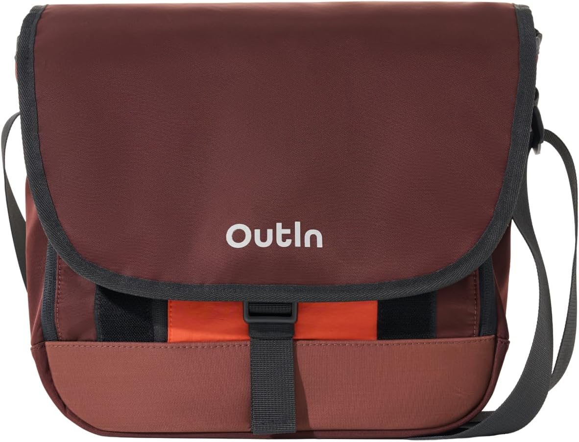 OutIn Flex Messenger Shoulder Bag, Nylon Crossbody Travel Bag for Women Men, Compatible Mino, Nano & Fino, Brown