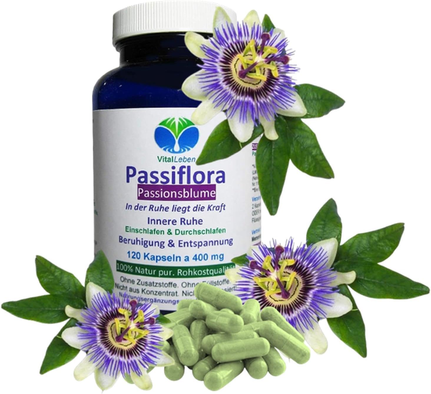 PASSIONSBLUME PUR Passiflora 360 (3x120) Pulver Kapseln. - In der Ruhe liegt die Kraft - Beruhigung & Entspannung + Einschlafen & Durchschlafen + NATUR pur - OHNE ZUSATZSTOFFE. 26675-3
