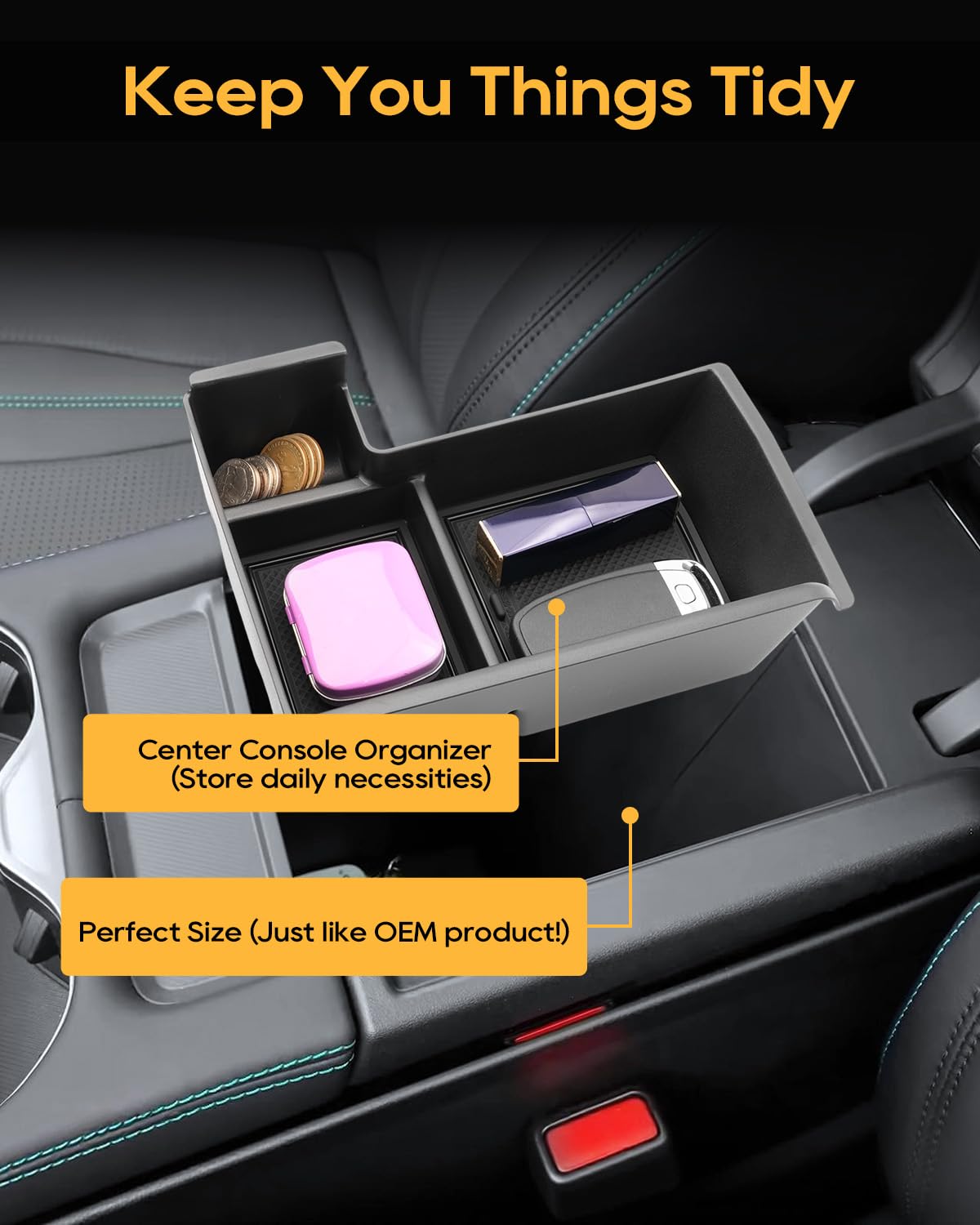 LFOTPP Compatible con BYD Seal U EV/DM-i 2024-2025 Caja de almacenamiento para consola central, reposabrazos central, guantera, bandeja organizadora con alfombrilla antideslizante
