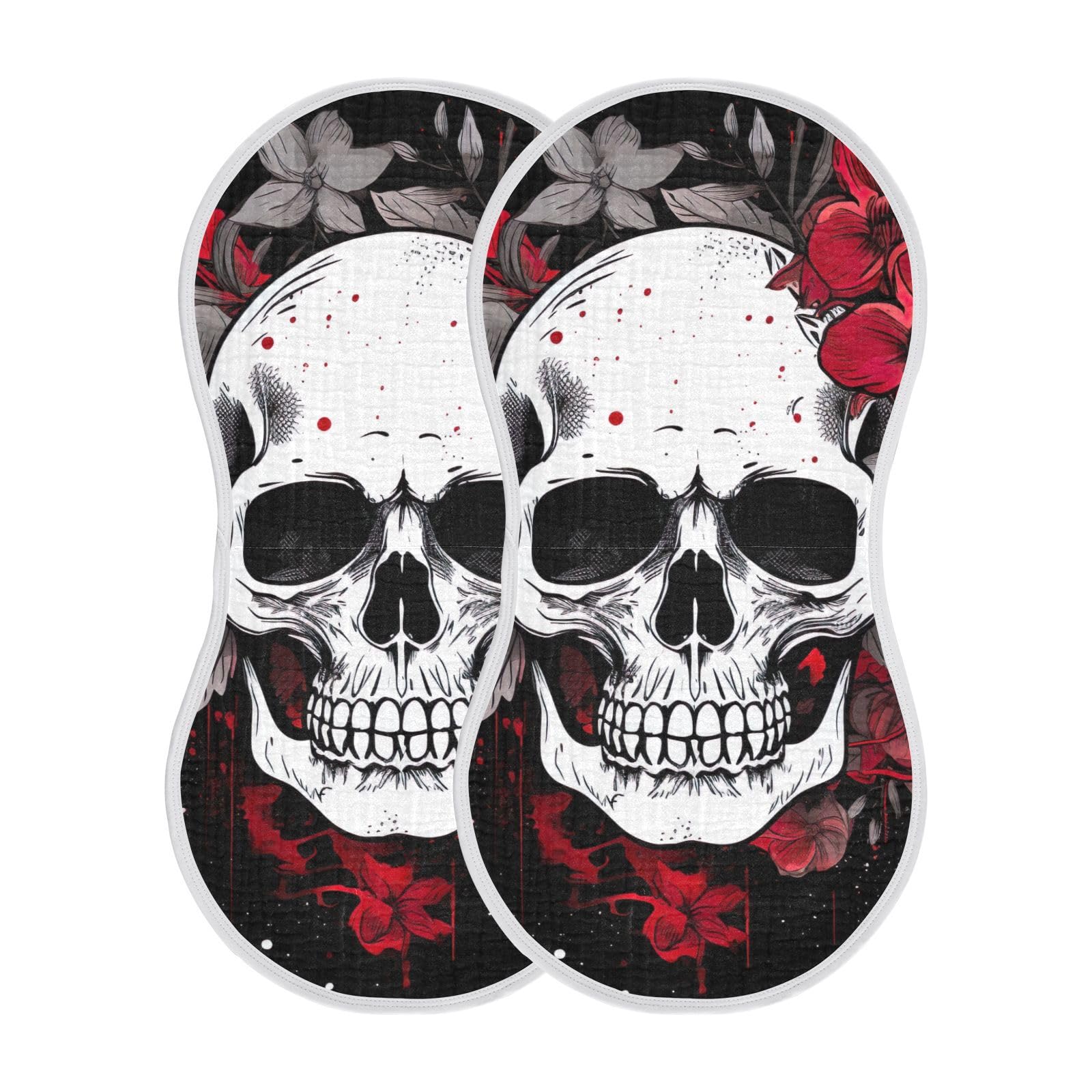 Kigai Flower Halloween Sugar Skull Muslin Baby Burp Cloths, Large Absorbent Cotton Muslin Burp Cloths Set of 1, Washcloths, Face Towel, Bibs for