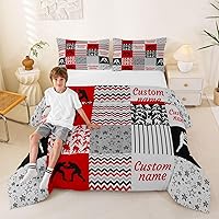 Vista 67 de Erosebridal Juego de ropa de cama personalizado con diseño de carrera de barril, colcha occidental a cuadros, juego de edredón con estrellas