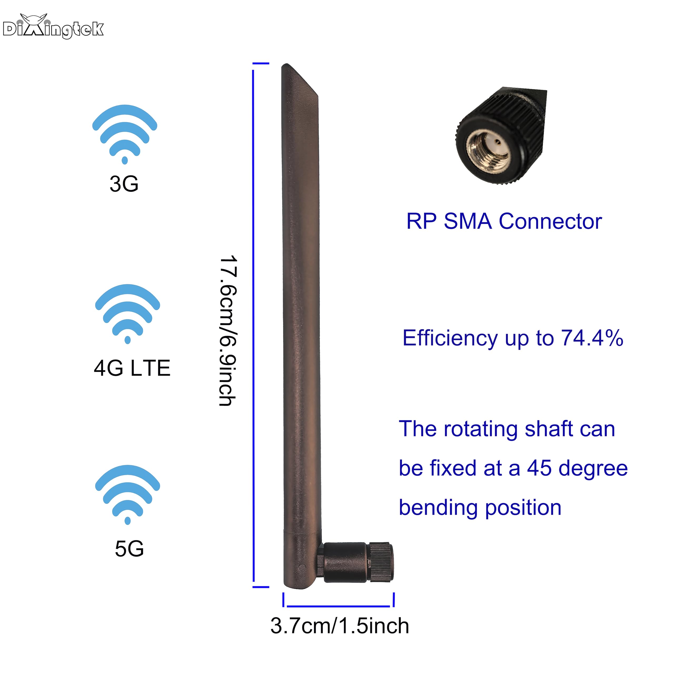 MAF94051 3 Inch Dual-Band Omni Antenna for WiFi with Elbow - 2.4-2.5 & 4.9-5.8 GHz