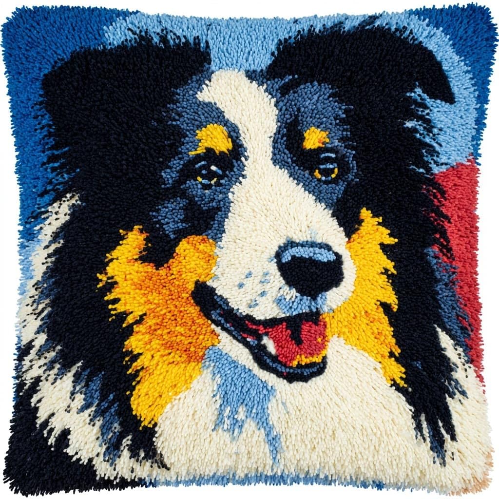 Henypt DIY Latch Hook Rug Kits,Latch Hook Cushion Kits, Dog