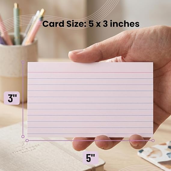 School Supply Boxes | 3x5 White Index Cards (100 ct.) | 5 Pack | Lined in Front, Blank in Back