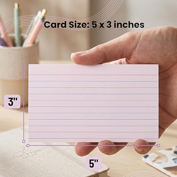 School Supply Boxes | 3x5 White Index Cards (100 ct.) | 5 Pack | Lined in Front, Blank in Back