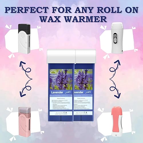 Miniatura 6 de Cartucho de cera enrollable, repuesto de cera enrollable suave de lavanda para depilación con 10 toallitas para eliminar cera, repuesto de rodillo